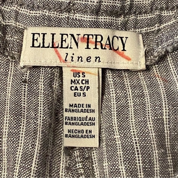 ELLEN TRACY / Striped Linen Pants Size S - Picture 3 of 12